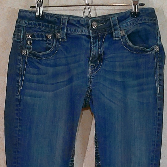 Miss Me Signature Boot Jeans Sequin Rhinestone Pockets Silver Label Sz28/29 NWOT - Picture 6 of 14